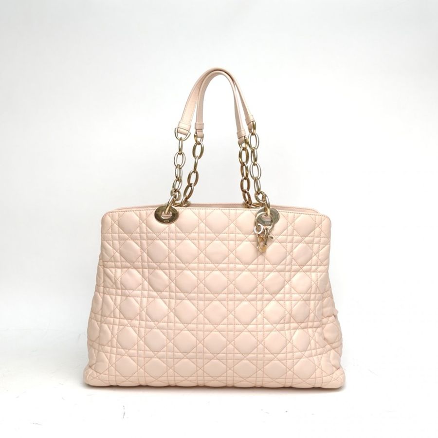 DIOR 粉色羊皮金扣2014dior戴妃手提托特包-0