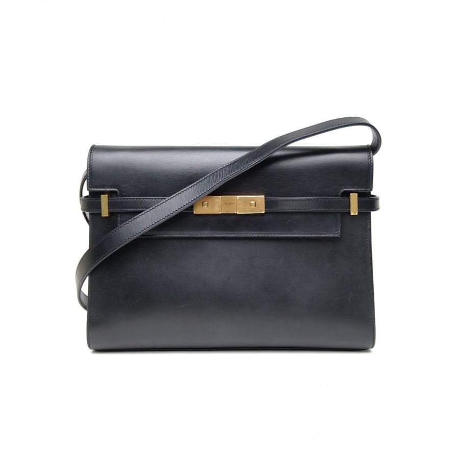 SAINT LAURENT MANHATTAN曼哈頓BOX中號牛皮金扣黑色-0