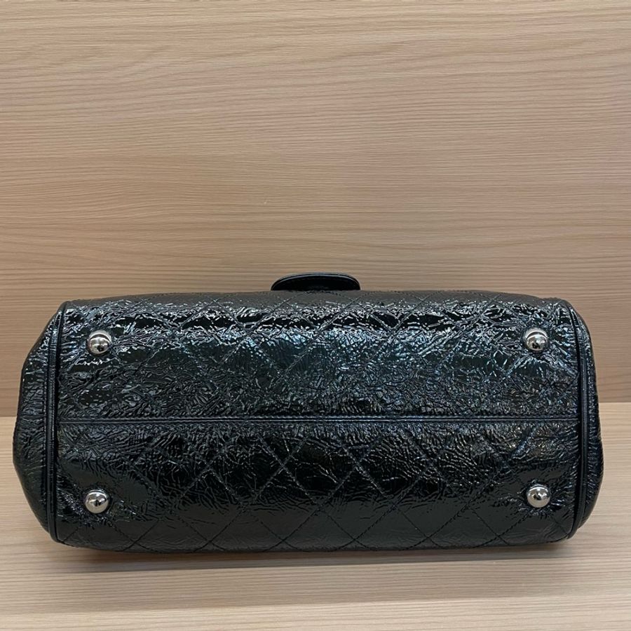 Chanel黑银油蜡皮蛙口cf單肩包2006年10開 有塵袋 無卡無盒子 尺寸底30*高20*寬12*-7