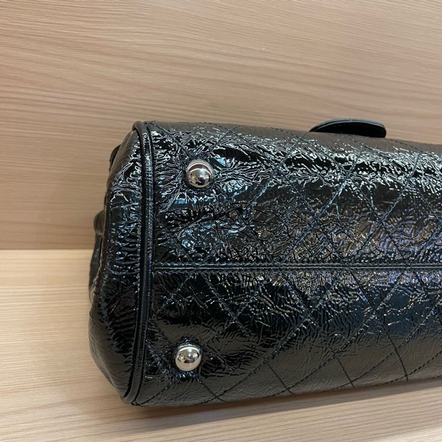 Chanel黑银油蜡皮蛙口cf單肩包2006年10開 有塵袋 無卡無盒子 尺寸底30*高20*寬12*-8
