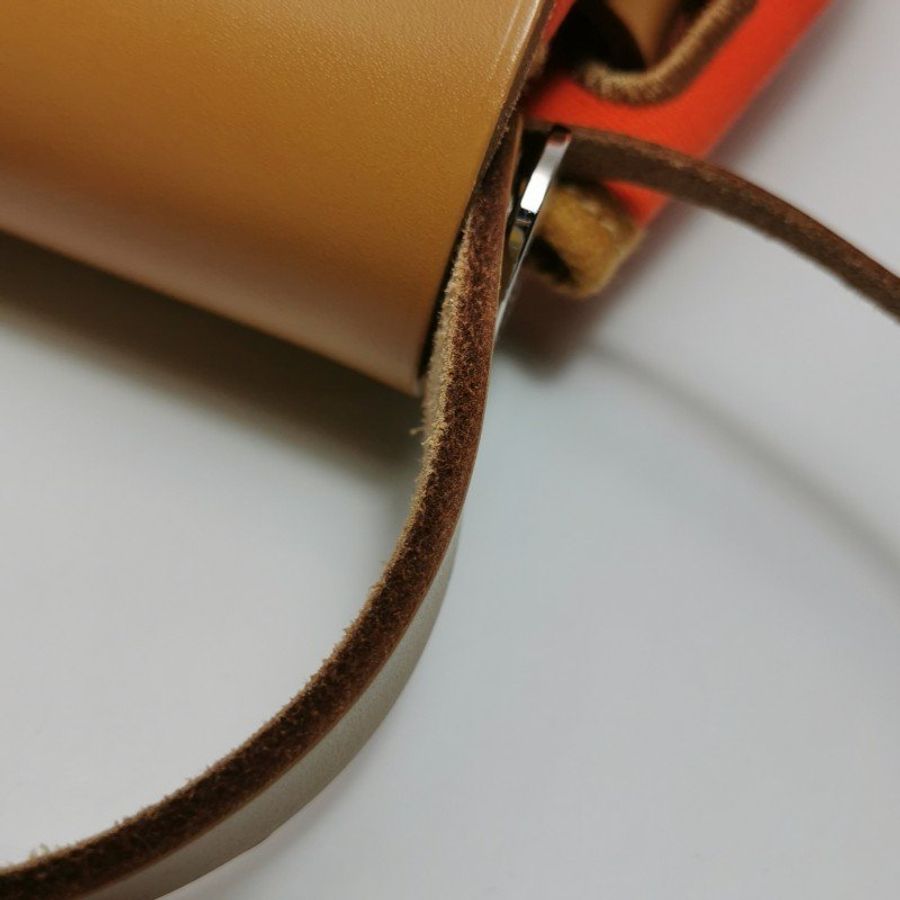 Hermes Herbag31馬鞍釘鎖扣斜挎包單肩包Hunter牛皮帆布銀扣8V罌粟橙棕色U刻-28
