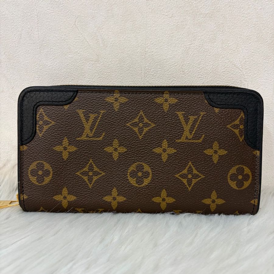 LV M61188 原花老花皮格包邊拉鍊長夾 長夾 皮夾 錢包 銀包-0