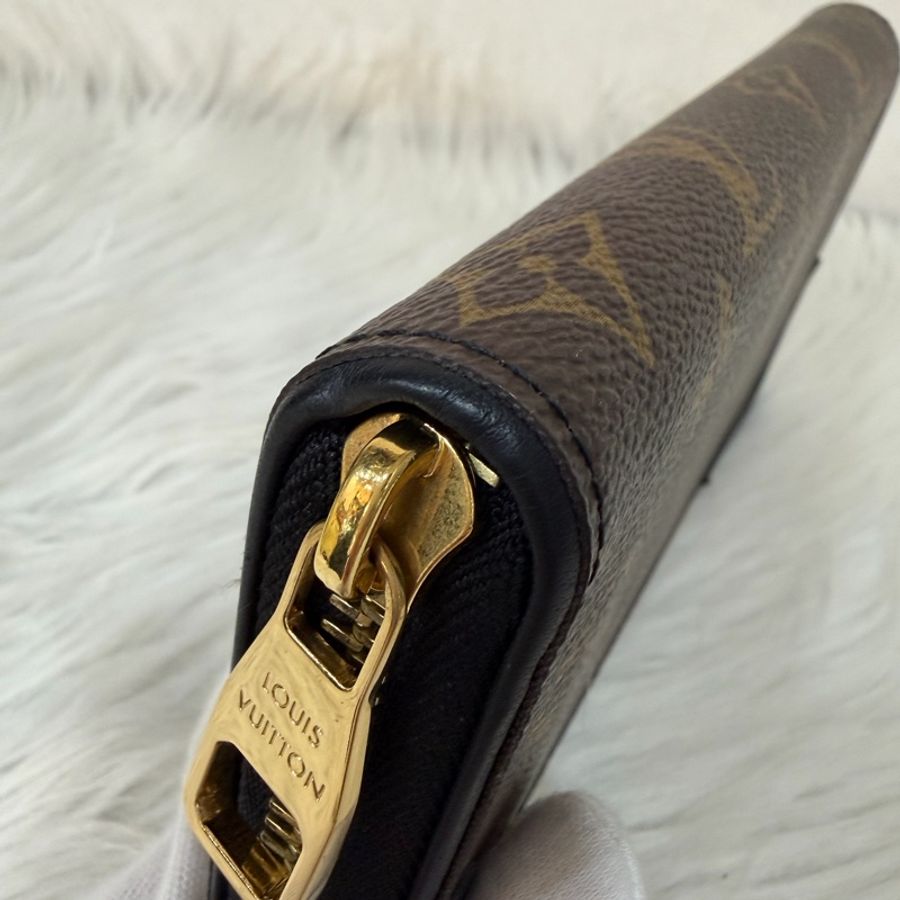 LV M61188 原花老花皮格包邊拉鍊長夾 長夾 皮夾 錢包 銀包-6