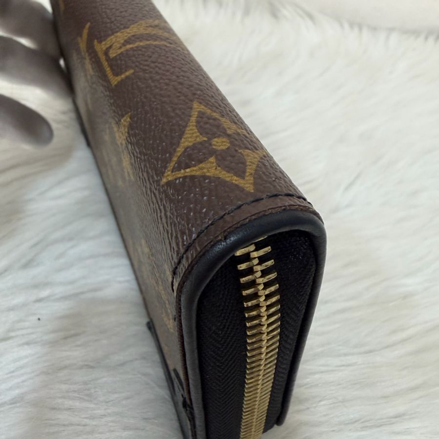 LV M61188 原花老花皮格包邊拉鍊長夾 長夾 皮夾 錢包 銀包-9