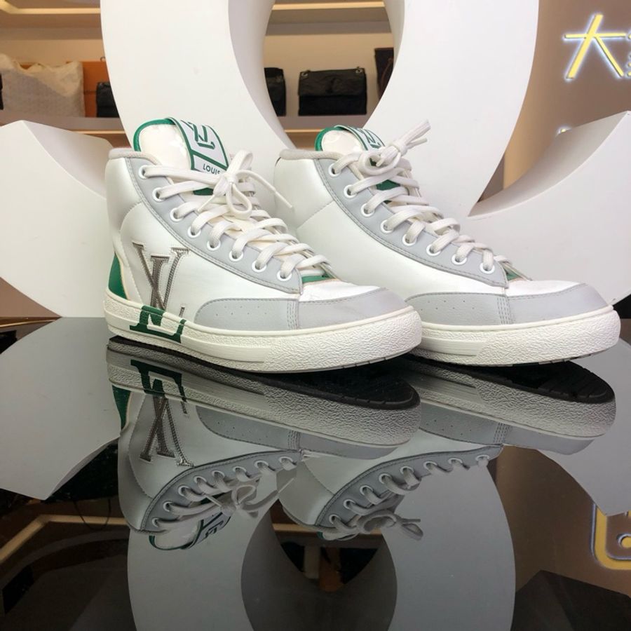 LV限量版白色拼綠色 高幫運動鞋-2