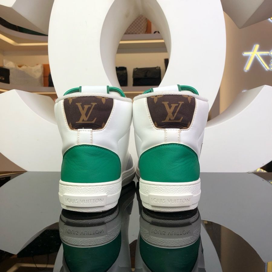 LV限量版白色拼綠色 高幫運動鞋-3