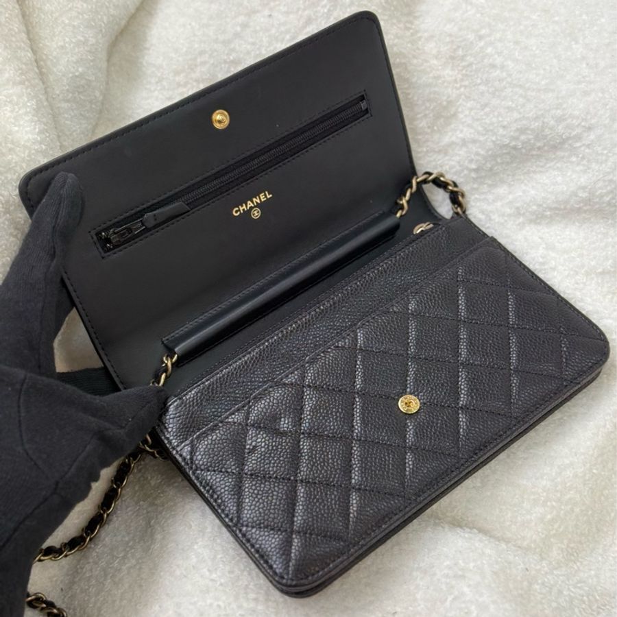 (閒置新🆕）Chanel 黑金荔枝boy woc-6