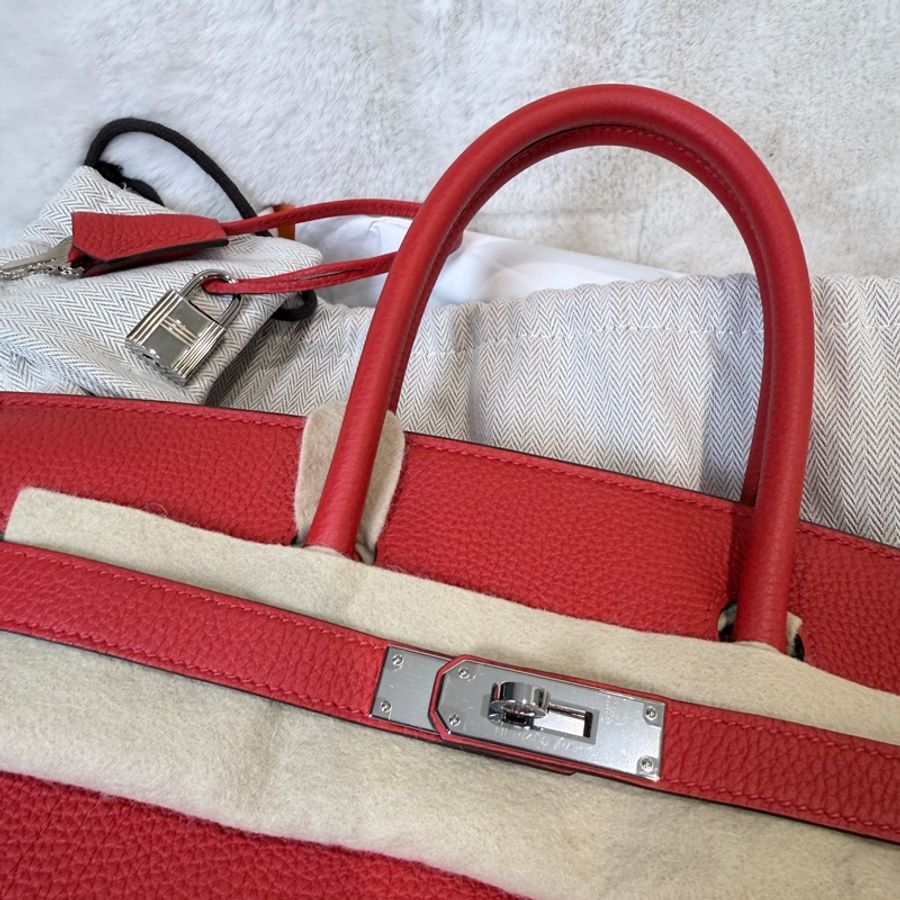 閒置新❤️Hermes✨birkin 30 bk30 紅色 D刻 有購證-38