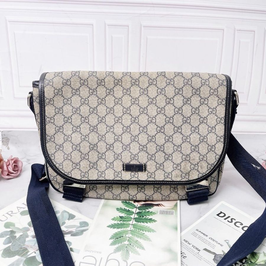 Gucci 肩背斜背包 經典老花雙G 帆布材質 33/24/10cm 98新配件塵袋-1