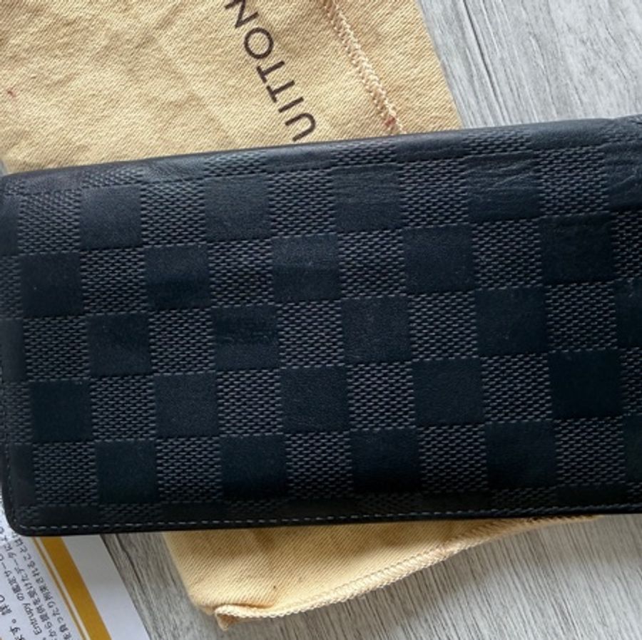 LV 黑格紋牛皮壓紋長夾Louis Vuitton-5