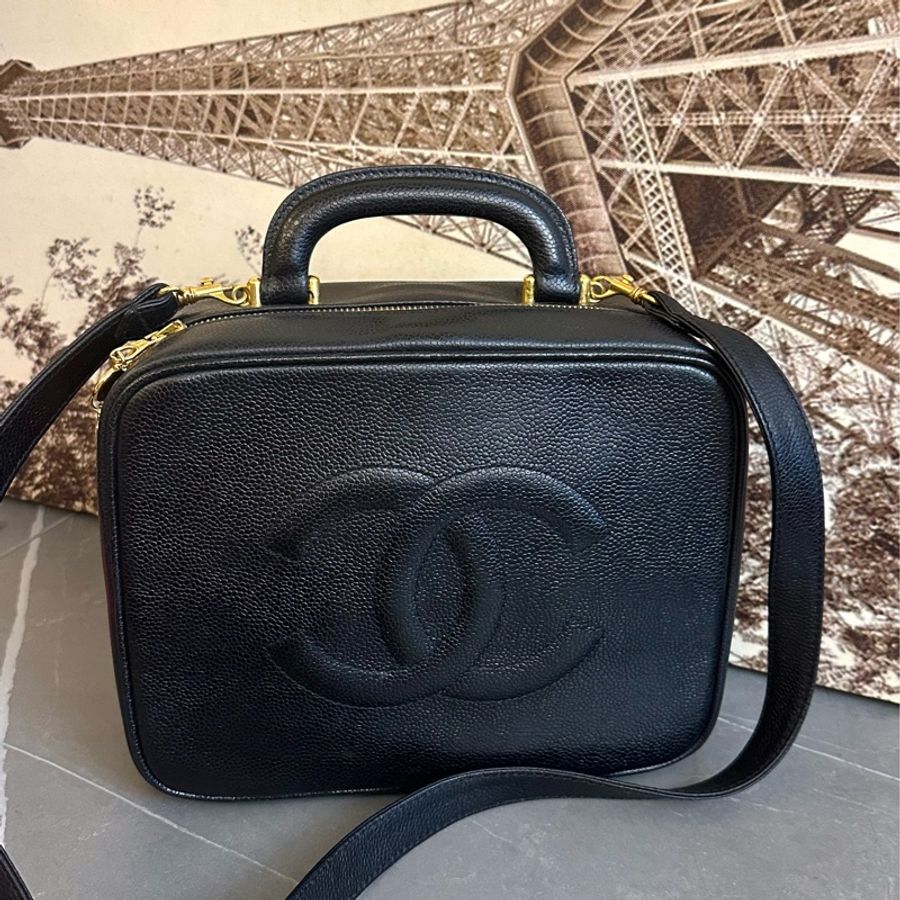 ♦️MYMluxurybag ♦️ Chanel 25cm 黒金 荔枝皮 古董袋 盒子袋 肩背袋 斜拷袋-2