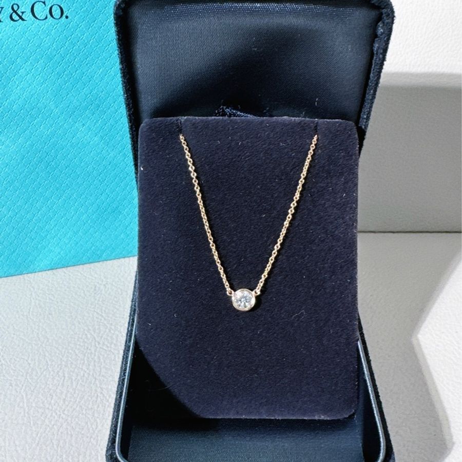 Tiffany蒂芙尼 elsa peretti系列 18k玫瑰金 泡泡鑽單鑽項鍊,鑽石0.25ct/E 色/VS1 淨度/3EX 切工-1
