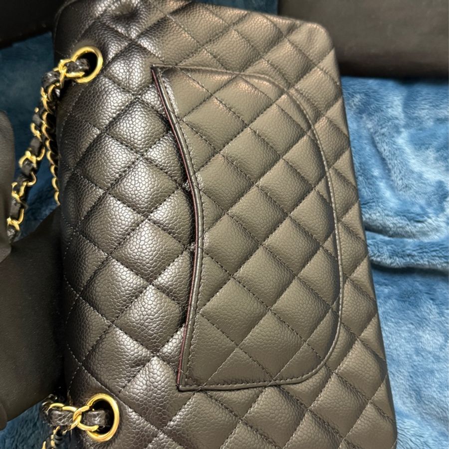 Chanel Classic Flap Medium(CF25) 黑色荔枝牛皮 × 金扣 × 雙蓋中號-9