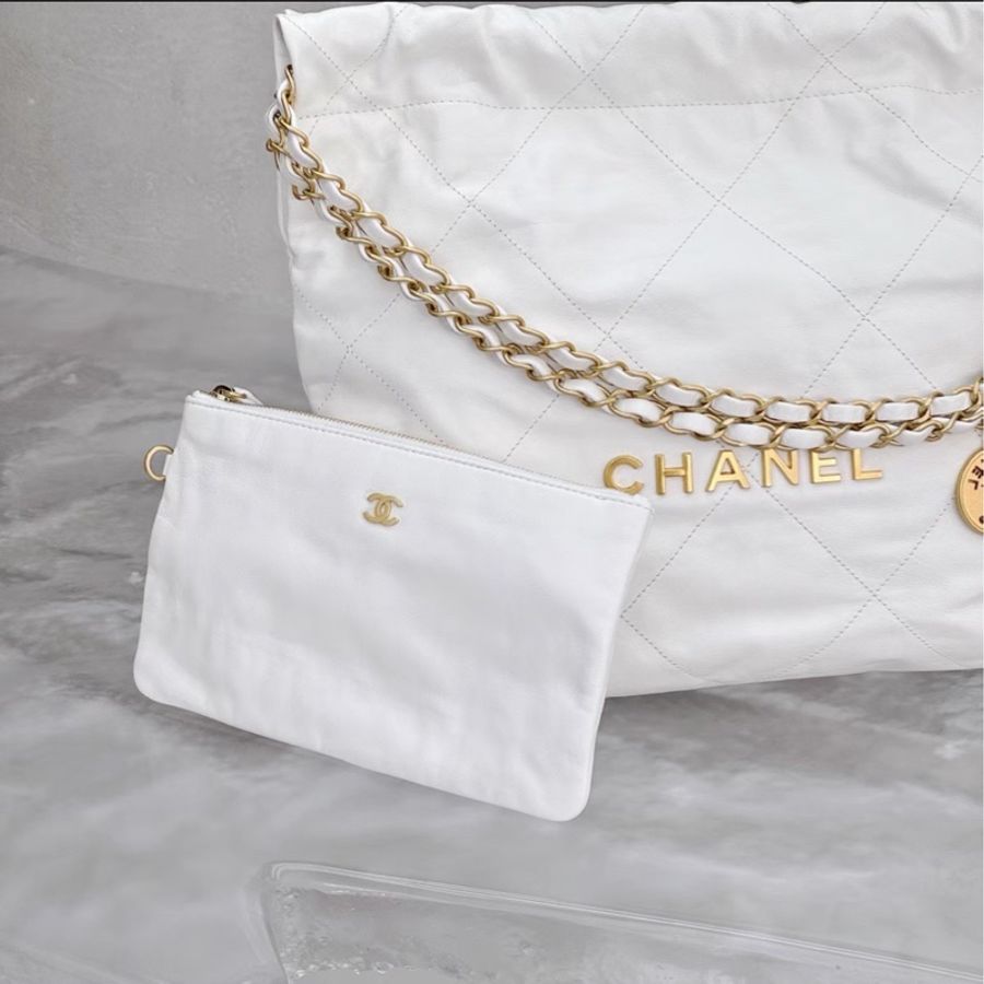 時髦慵懶✨火爆款❤️🔥Chanel香奈兒白金小號22bag垃圾袋單肩手提包-12