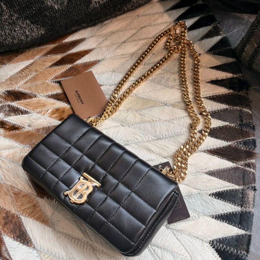 BURBERRY LOLA 皮革迷你鏈袋包 黑-3