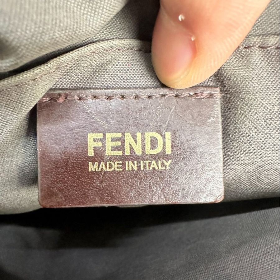【經典棕色老花🤎中古潮人必備🉑】Fendi 芬迪 棕色帆布老花 波士頓 手提包-8