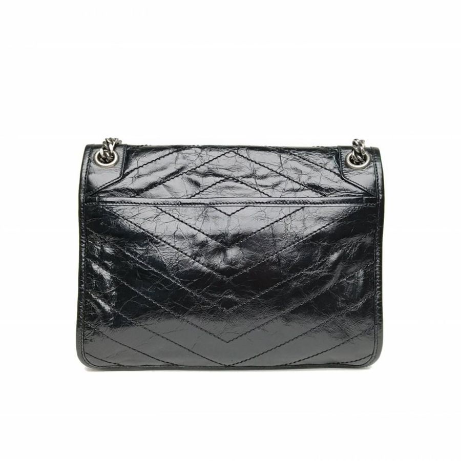 SAINT LAURENT Niki中號28D扣黑色牛皮銀扣肩背包-2