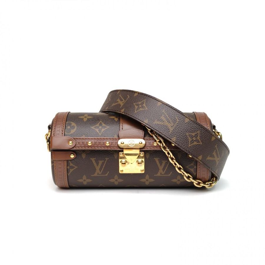 LOUIS VUITTON PAPILLON巴比龍TRUNK鏈條圓桶包老花PVC晶片肩背包-0