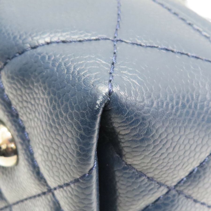 藍色 荔枝紋 牛皮 CC Top Handle Tote 兩用包 銀釦【CHANEL 香奈兒】 A66814-13