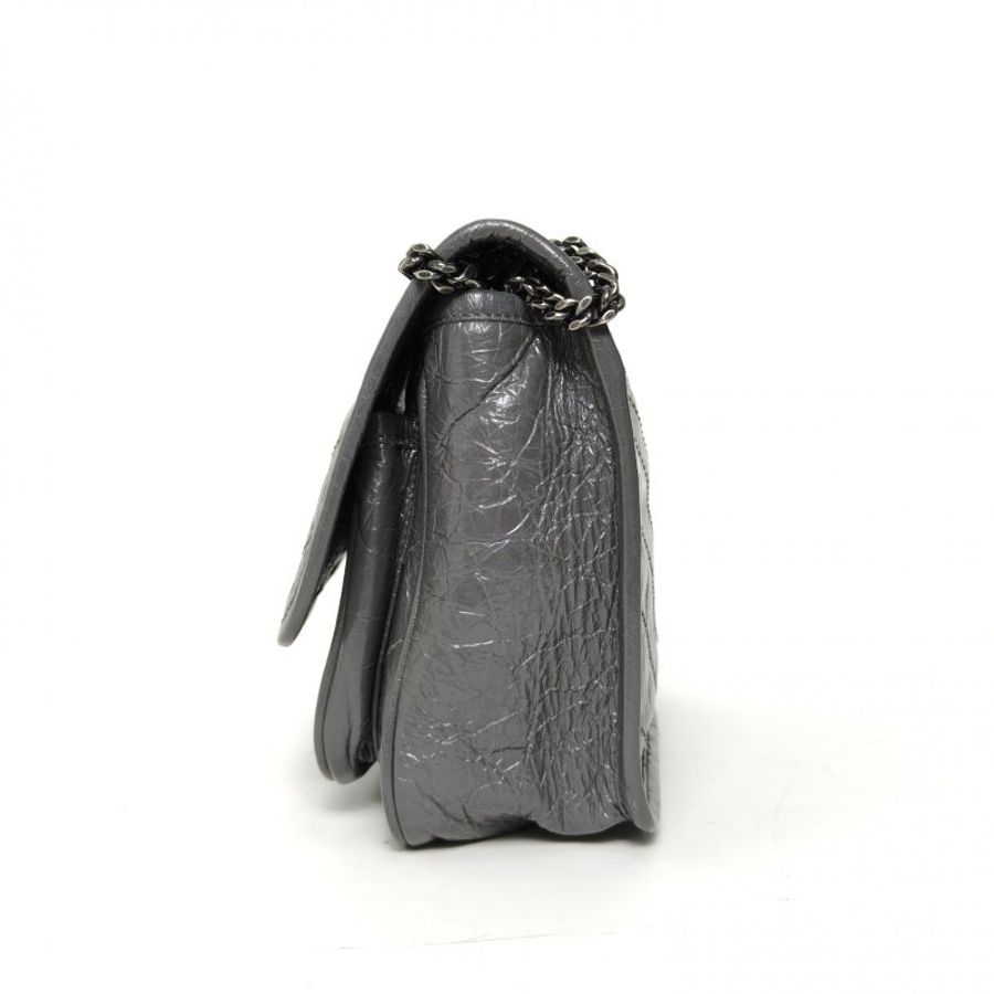 SAINT LAURENT NikiMini21灰色牛皮灰扣肩背包-1