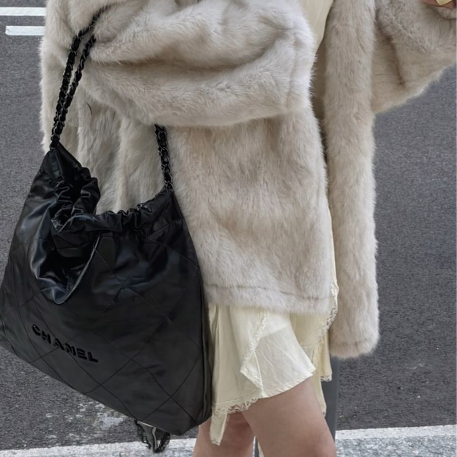 CHANEL香奈兒22bag SoBlack中號芯片款 24年閒置-0