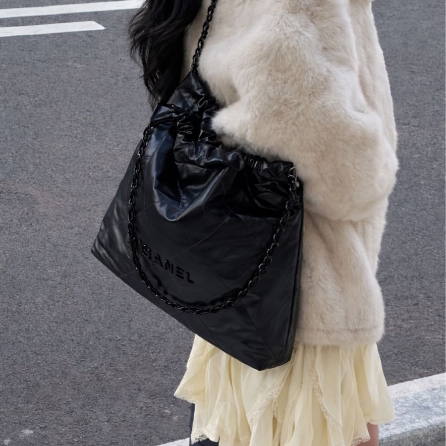 CHANEL香奈兒22bag SoBlack中號芯片款 24年閒置-6