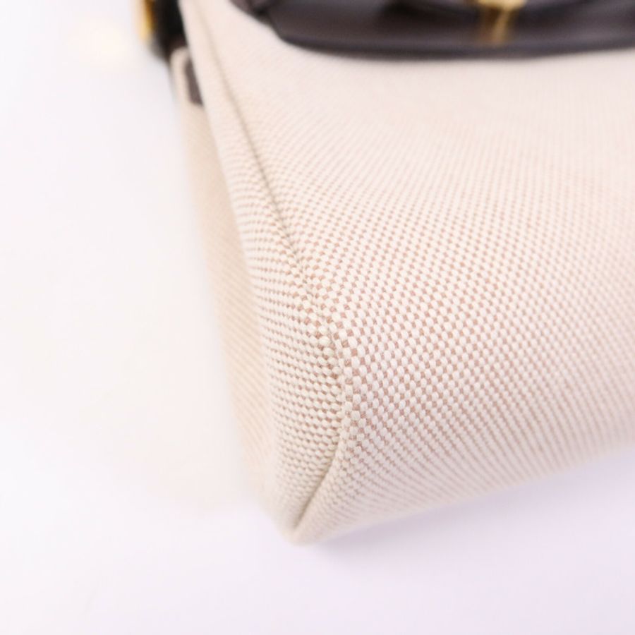 HERMES 帆布/Hunter皮革Mini Herbag金扣肩背袋Chocolat-11