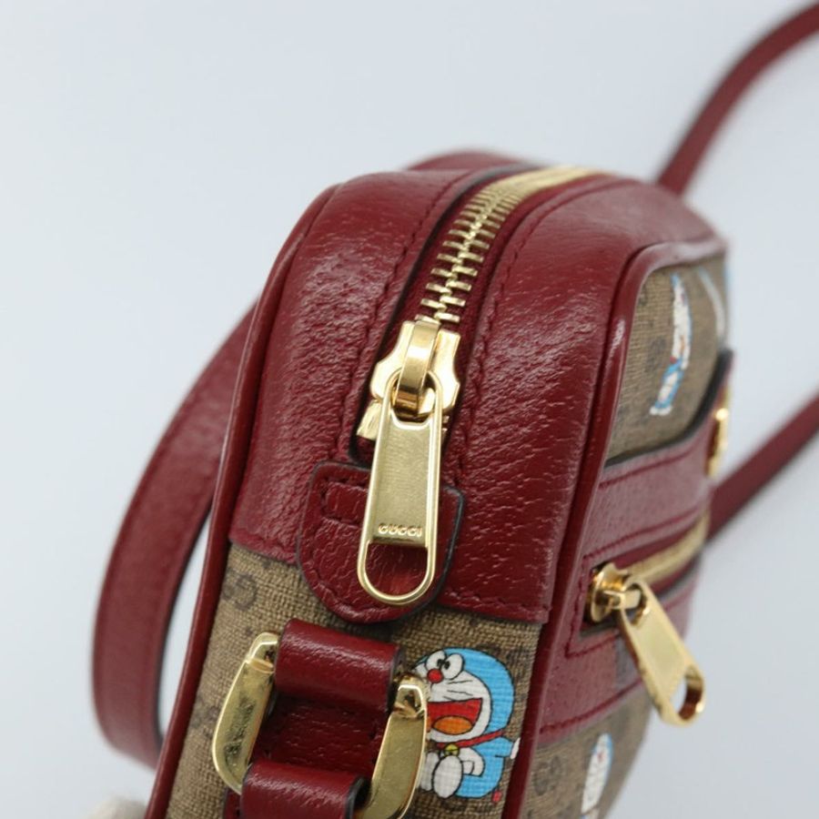 【日本直送】GUCCI Micro GG Supreme哆啦A夢包 PVC 米色 金色 647784 正品 ka3475SAM-9