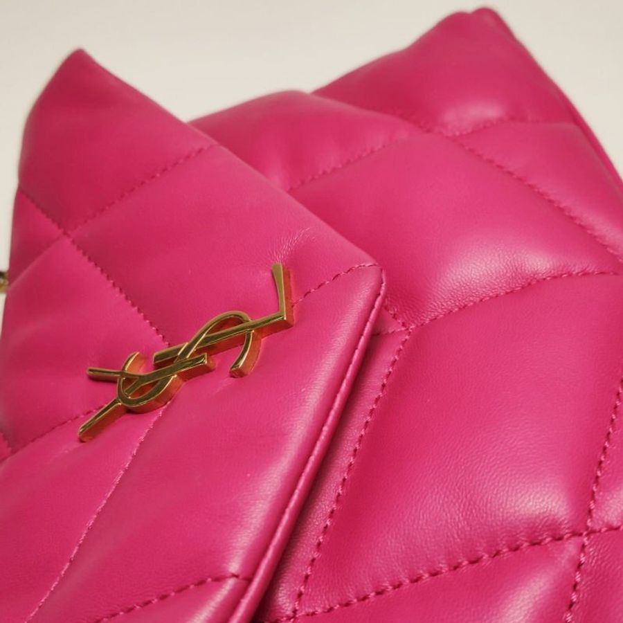 Saint Laurent Puffer迷你羊皮純色絎縫YSL標誌 斜背包單肩包-18
