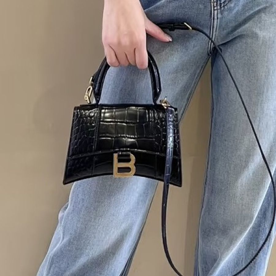 BALENCIAGA巴黎世家黑金鱷魚壓紋🌻沙漏XS 附件:肩帶-9