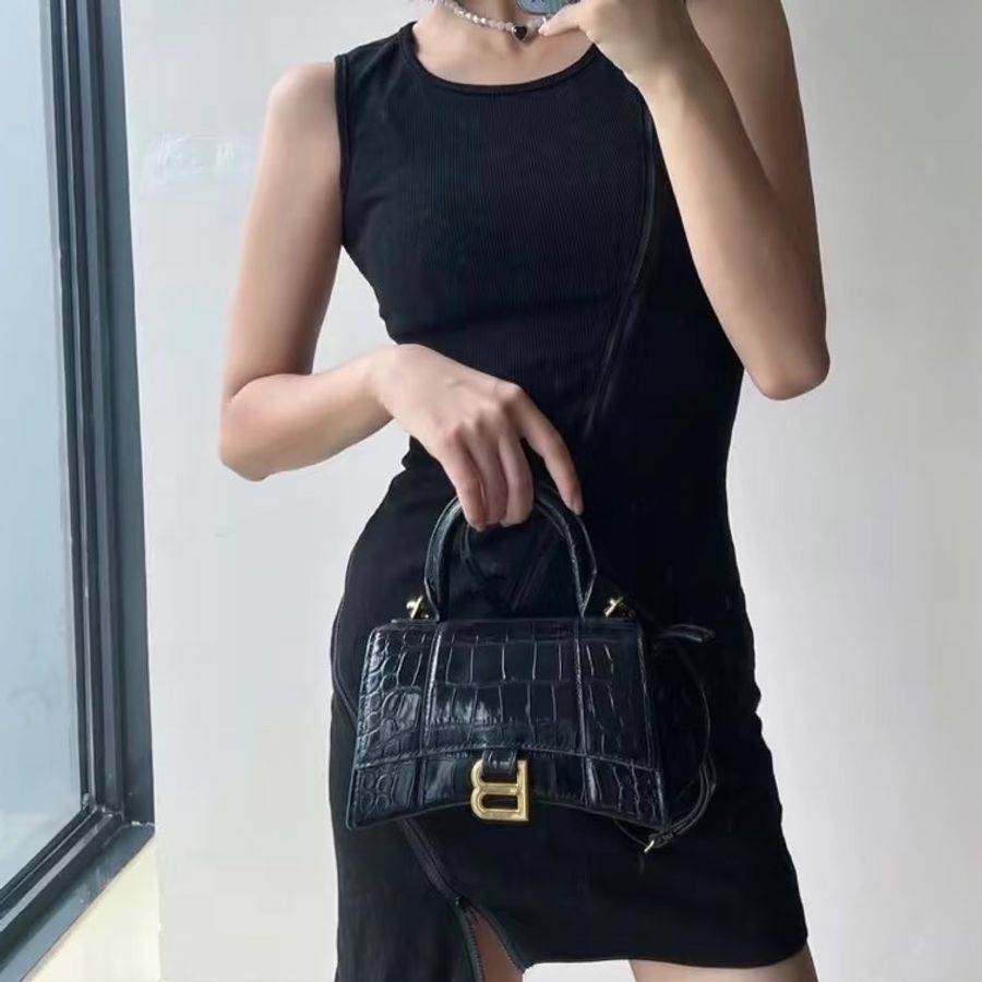 BALENCIAGA巴黎世家黑金鱷魚壓紋🌻沙漏XS 附件:肩帶-20