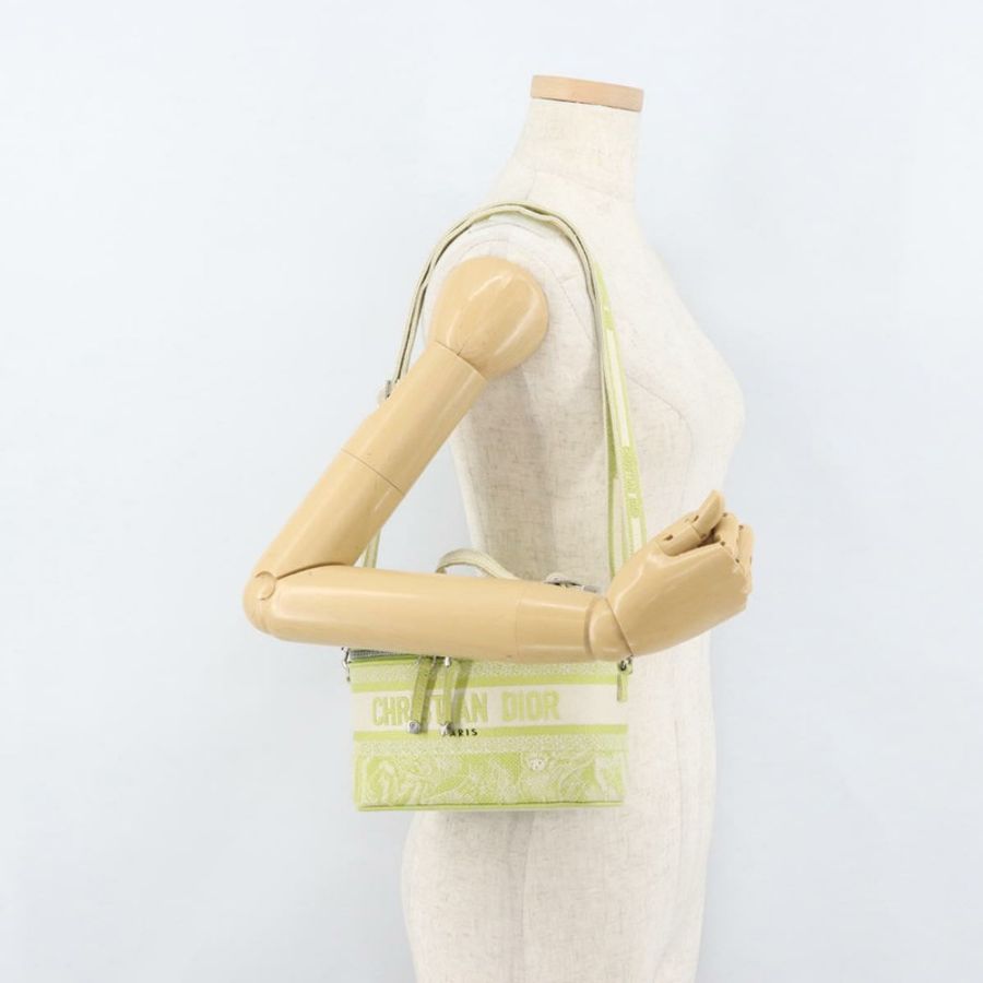 【日本直送】Christian Dior Toile d'Eau Vanity Bag Jacquard 2way Green Silver Auth ka3505M-23