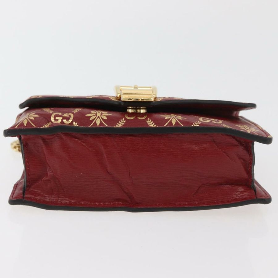 【日本直送】GUCCI GG帆布Sylvie Sherry系列鏈條包,紅色皮革款,貨號494646,正品 BAZ806A-4