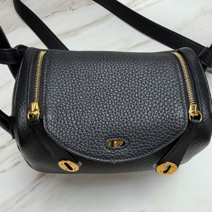愛馬仕 Hermès mini lindy 一代 黑色金釦-15