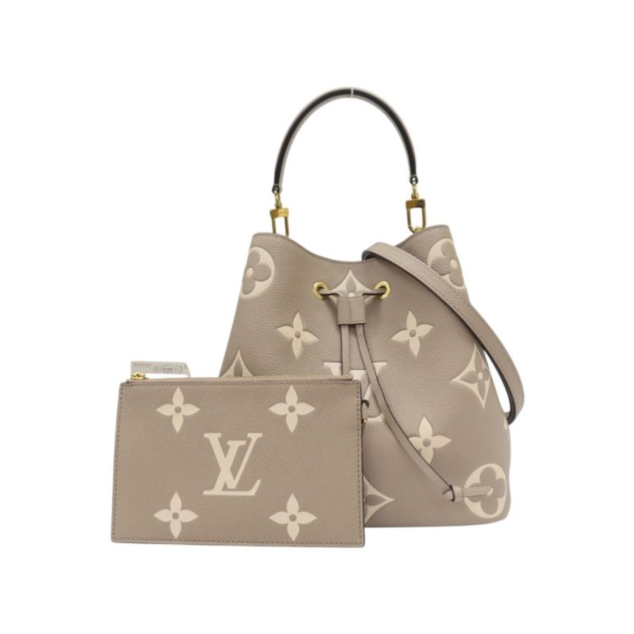 9成新 LOUIS VUITTON LV 灰色 原花牛皮 NeoNoe MM 肩背包 M45555-0