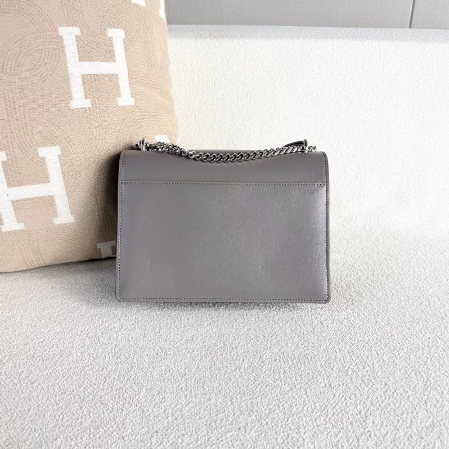 YSL Sunset日落包中號 灰色 銀扣 22*16*7 98新配件購證 塵袋-3