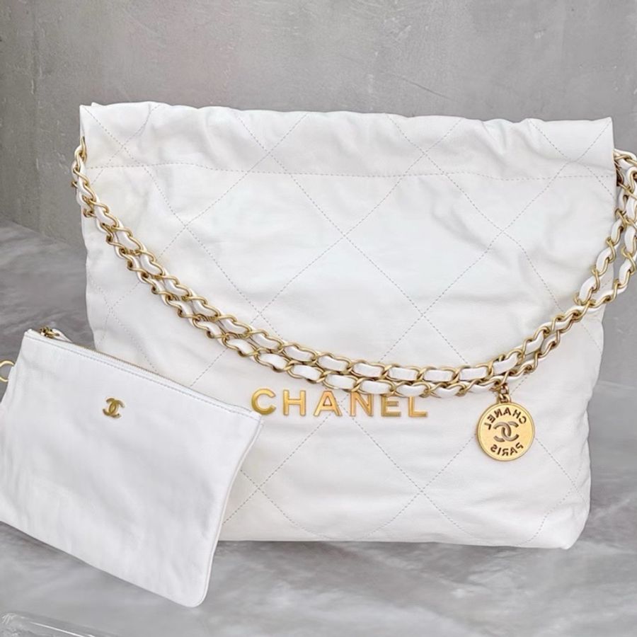 CHANEL香奈兒22Bag小號 附:同色系小包 白金垃圾袋 芯片款-9