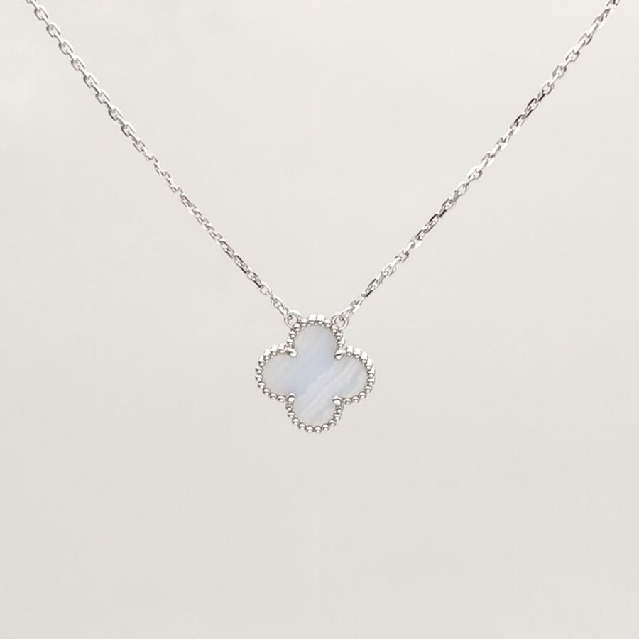 VAN CLEEF&ARPELS VintageAlhambra中號單花項鏈新扣18K白金/紫玉髓-1