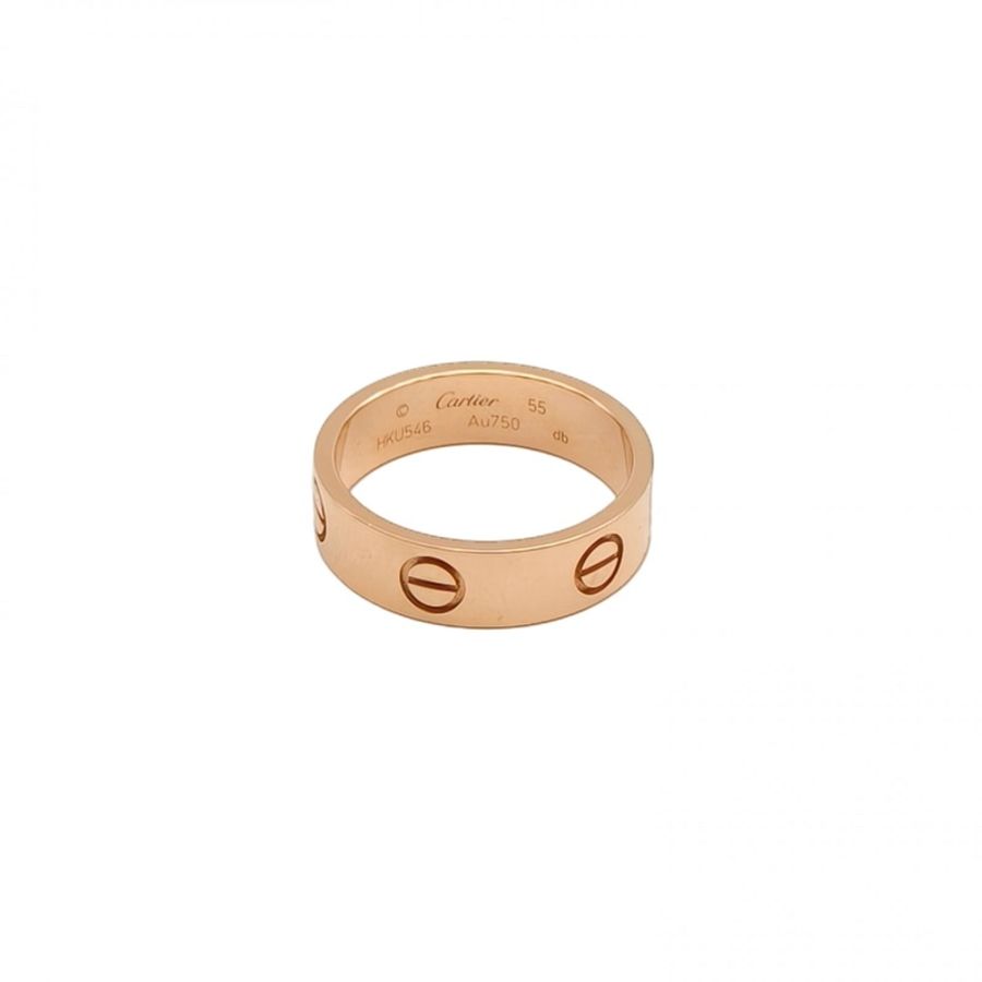 CARTIER LOVE18K金寬版戒指18K玫瑰金55-0