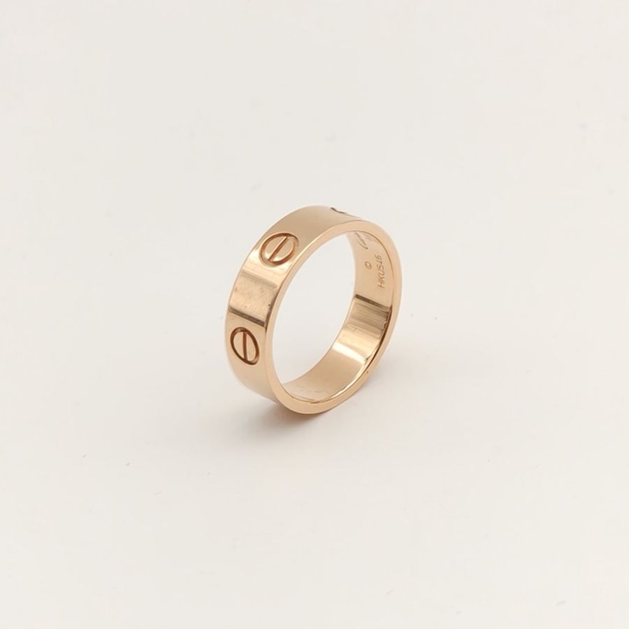 CARTIER LOVE18K金寬版戒指18K玫瑰金55-1