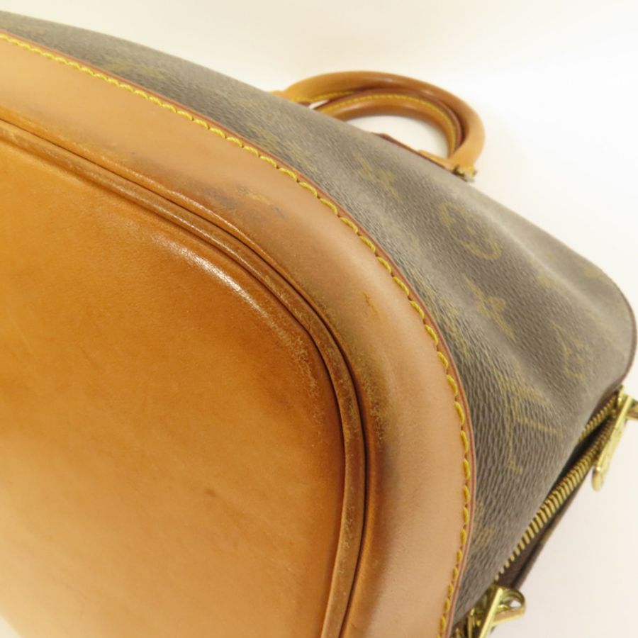 LOUIS VUITTON Monogram Alma金扣手挽袋棕色-12