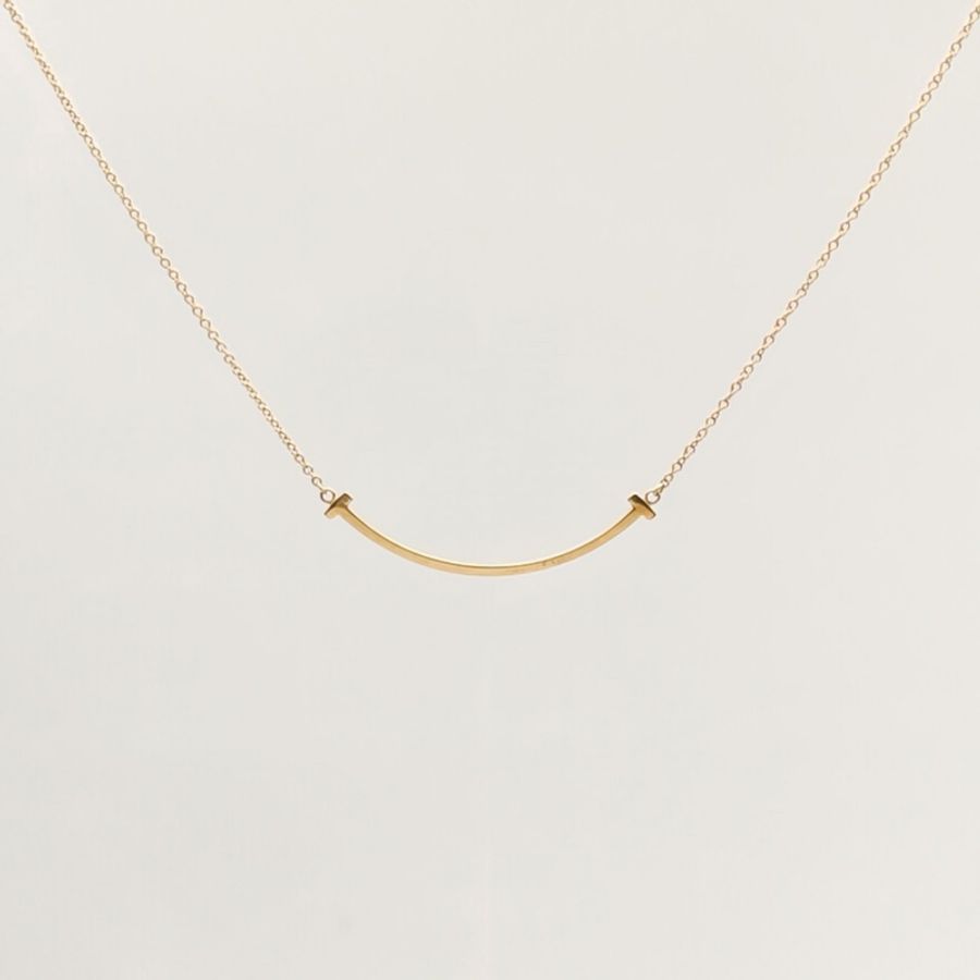 TIFFANY&CO TiffanyT微笑項鏈小號18K黃金項鏈-2