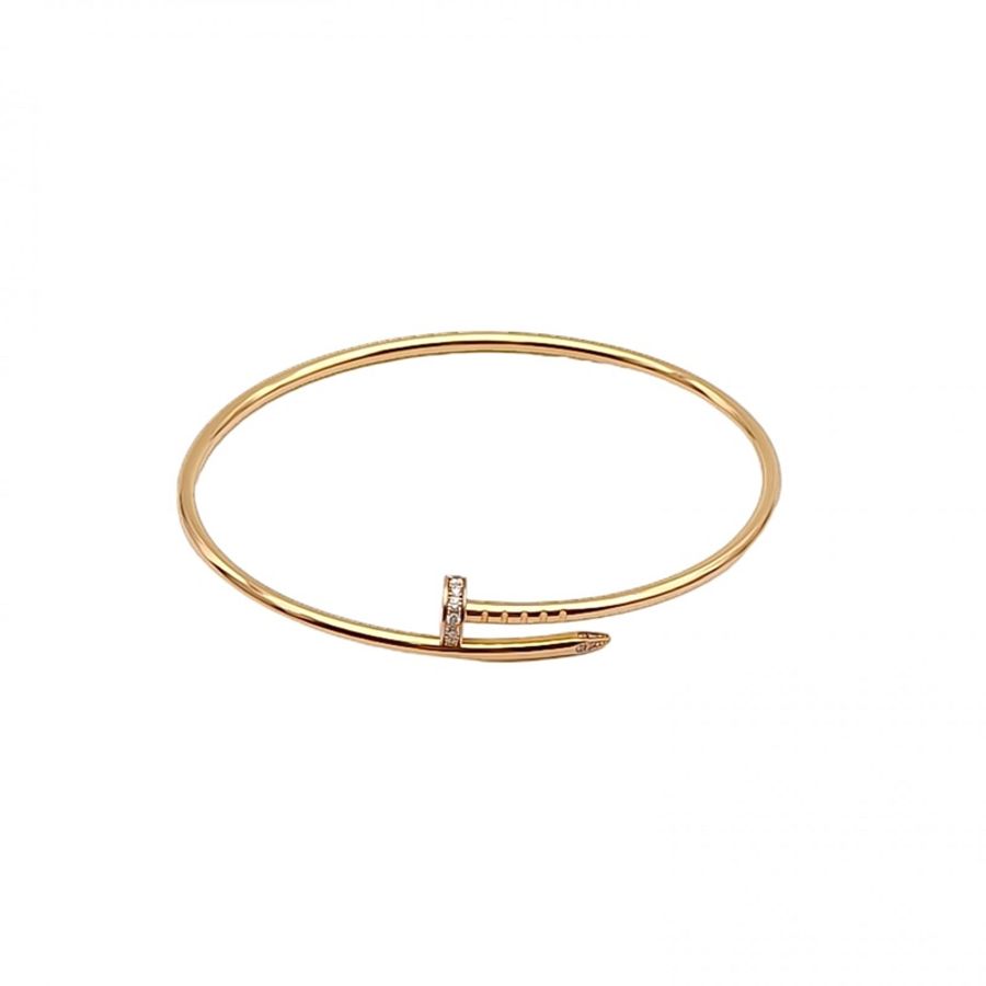 CARTIER JUSTEUNCLOU釘子20鑽細版手鐲18K玫瑰金/鑽石19號-0