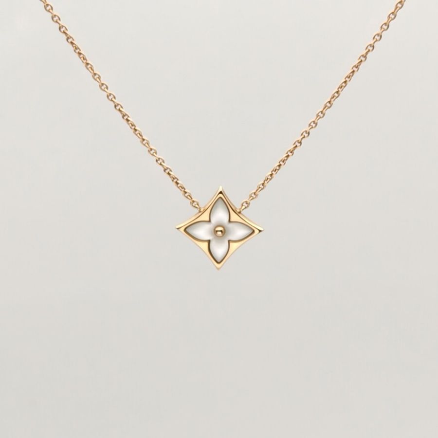 LOUIS VUITTON 18K玫瑰金四葉草貝母項鏈18K-0