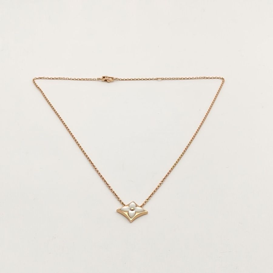 LOUIS VUITTON 18K玫瑰金四葉草貝母項鏈18K-4