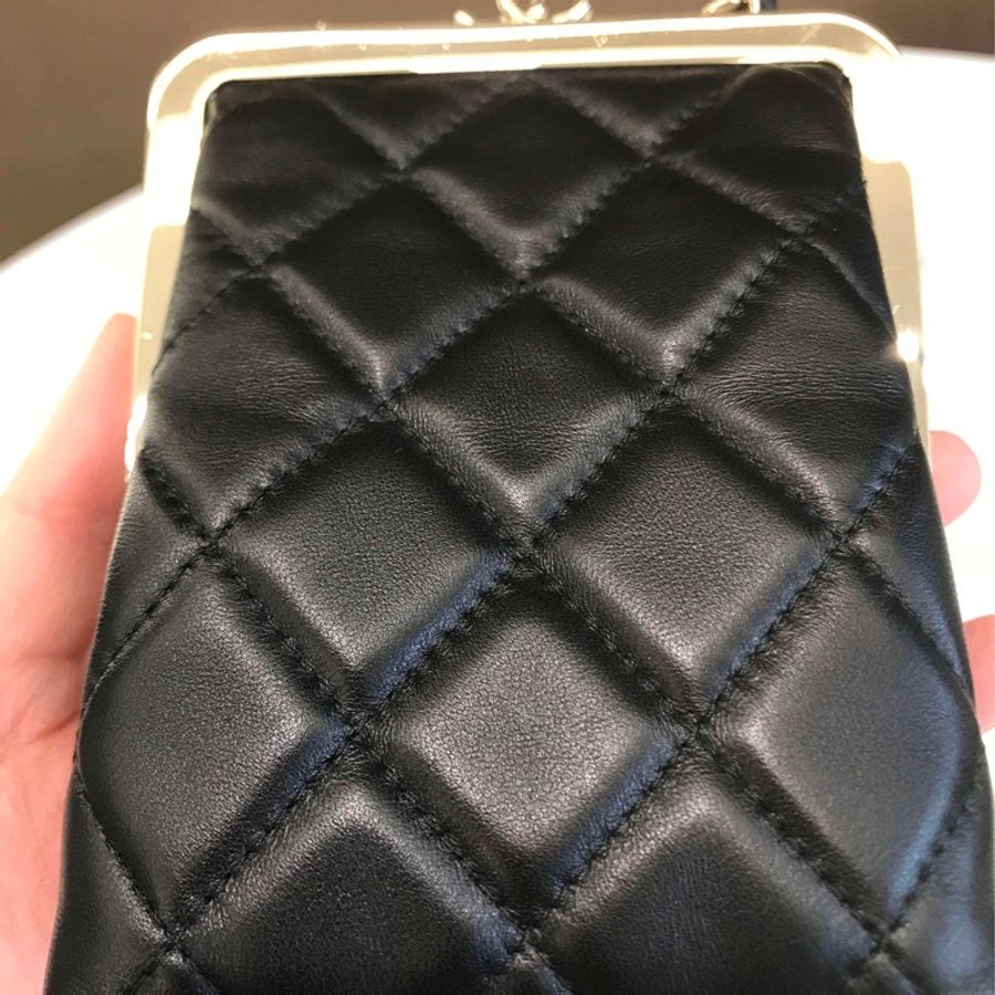 Chanel 黑金 夾子晚宴包 鏈條包-6