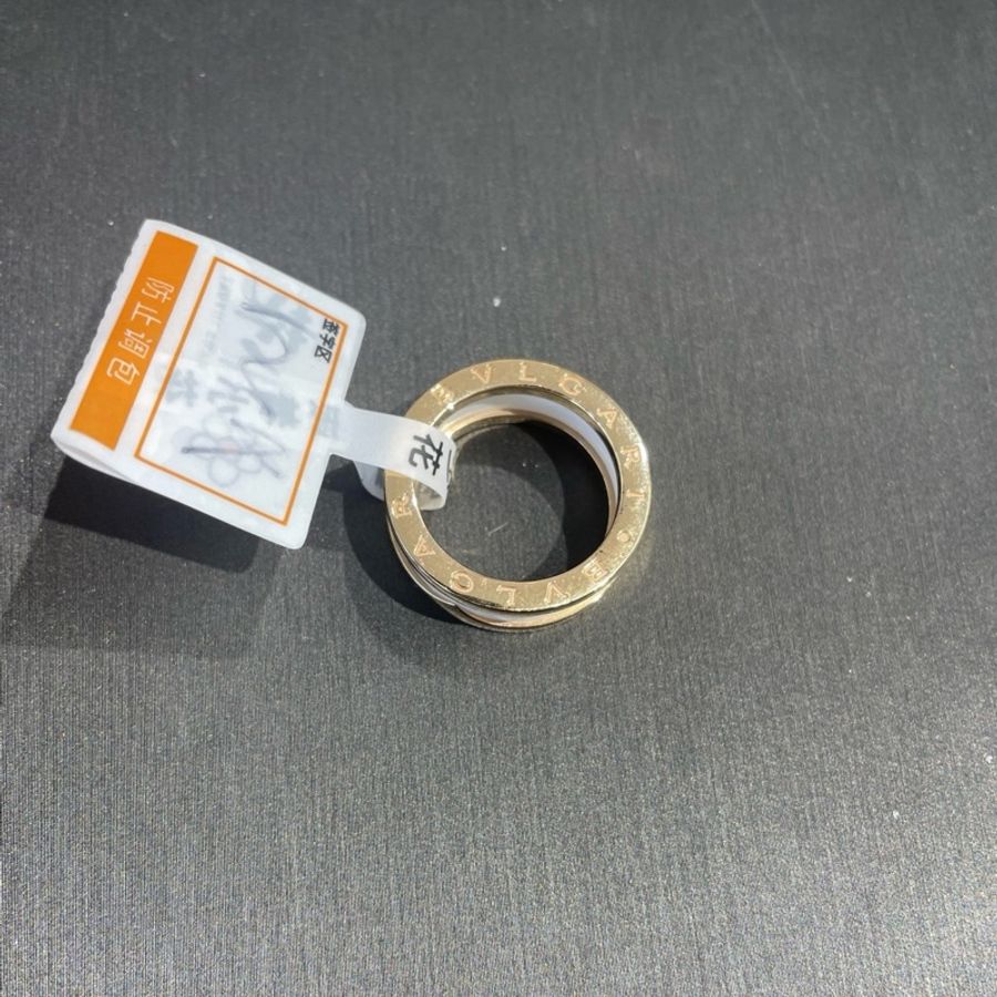 BVLGARI B.ZERO1彈簧戒指三圈18K玫瑰金/白陶瓷55-4