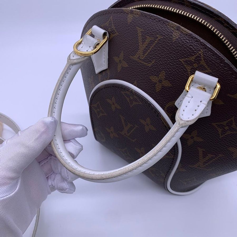 LOUIS VUITTON ELLIPSE棕色塗層帆布老花河蚌包,芯片款-11
