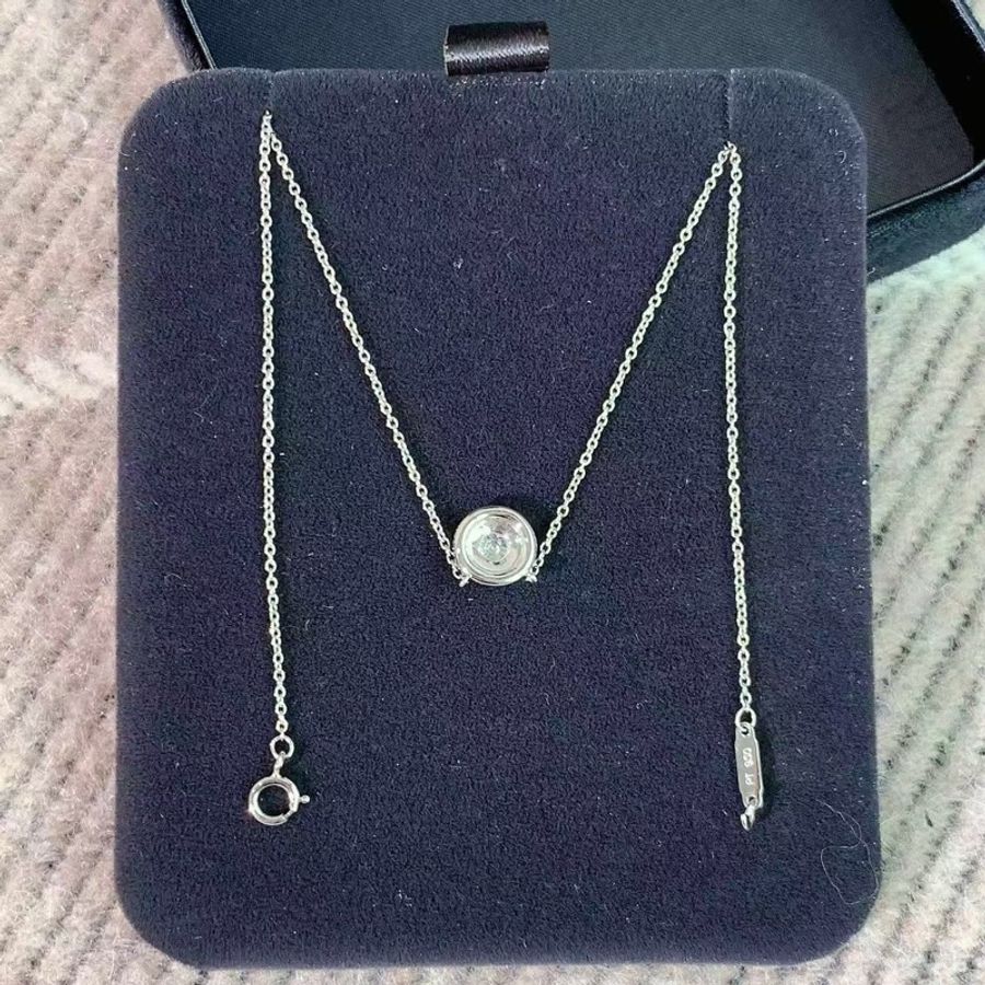 Tiffany蒂芙尼Soleste鉑金圍鑲鑽雙圈太陽花項鍊,上身超美-2
