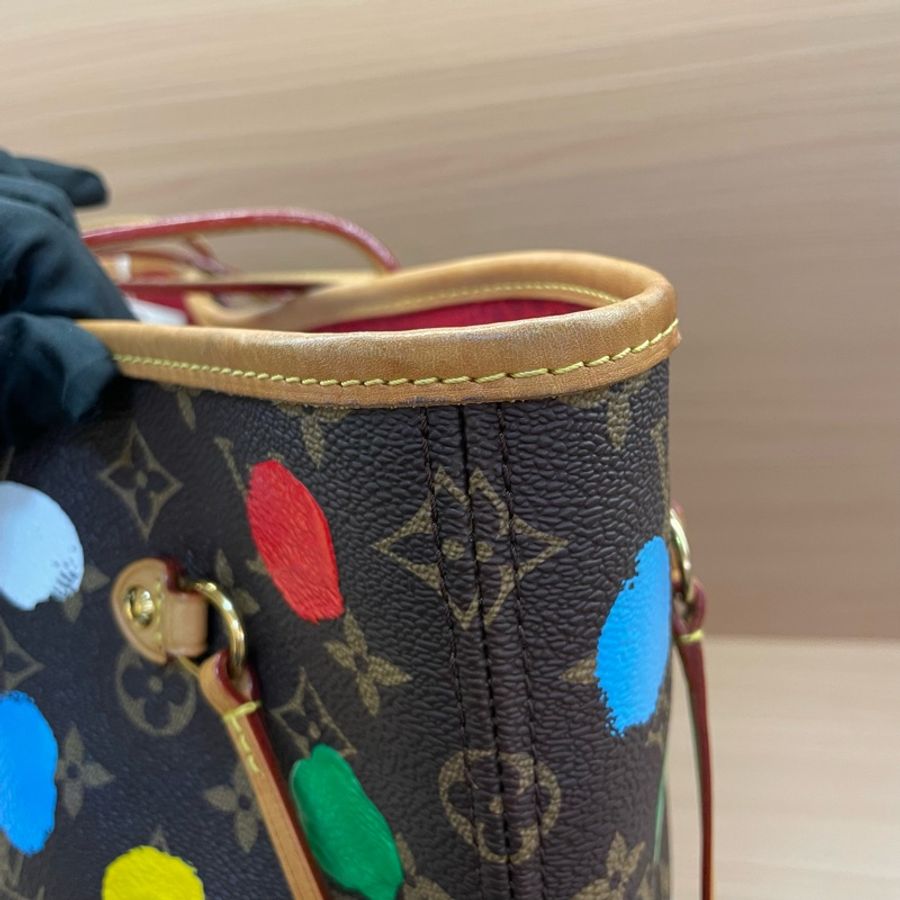 Lv路易威登联名款草间弥生波点系列neverfull中号超大容量 芯片款 有塵袋 無盒子-12